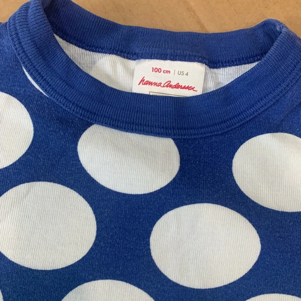 Hanna Andersson kids 100 4 Pajamas Set - Blue, Red, Green dragon polka dots